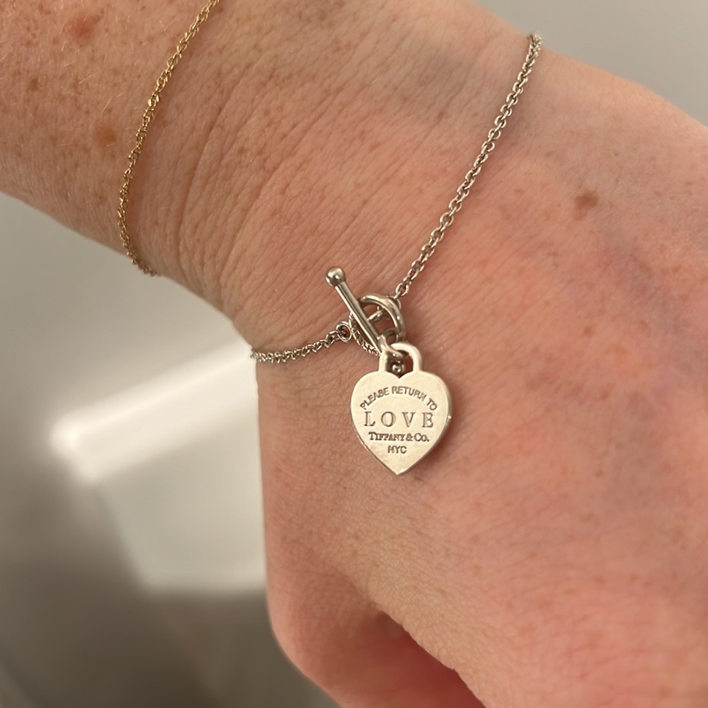 Genuine Silver Tiffany’s Heart Charm Bracelet